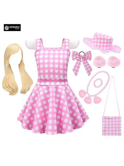 Vestito Costume Carnevale Rosa Bambina Popular Film BARBIE09